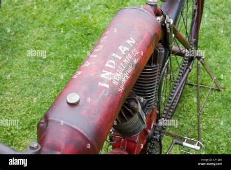 Gas Tank Of A Vintage Indian Board Track Racer Stock Photo Alamy