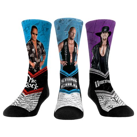 Attitude Era Walkout Bundle 3 Pack Rock Em Socks Wwe Socks