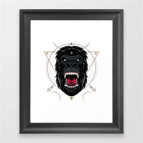 Angry Gorilla Head Framed Art Print By Agora Society6