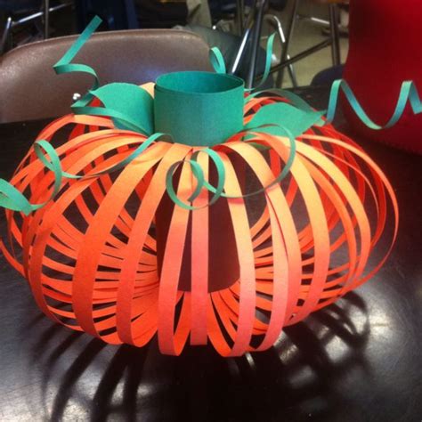 Pumpkin Made From A Toilet Paper Roll And Construction Paper As A