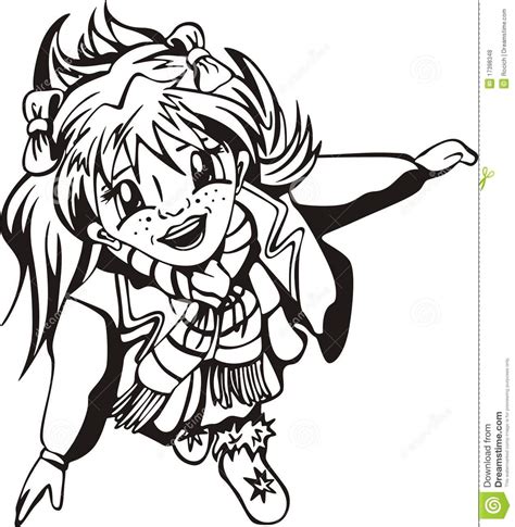 Happy Young Girl Anime Stock Vector Illustration Of