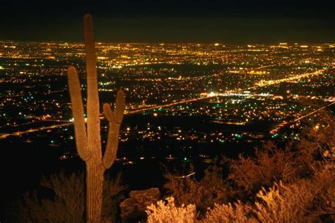 Night View Of The Lights Of Phoenix From The South Mountain Preserve