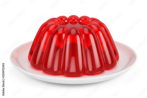 Jelly On A Plate Isolated On White 3d Rendering Stock Illustration