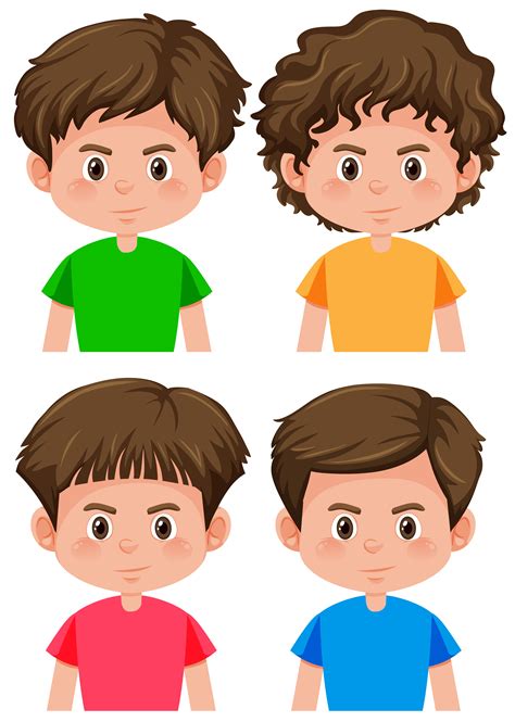 Set Of Boy Character Different Hairstyle 474642 Vector Art At Vecteezy