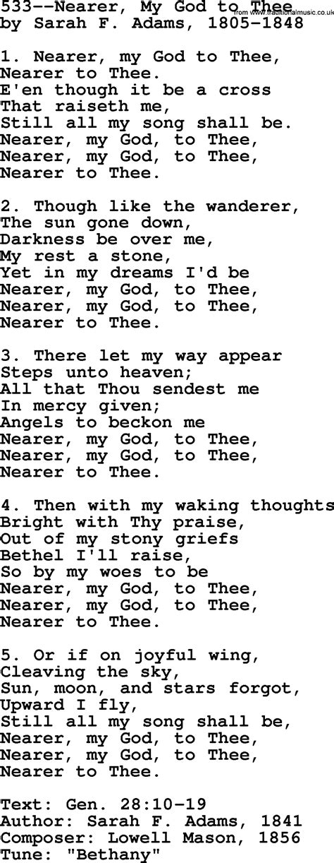 Lutheran Hymns Song533 Nearer My God To Thee Lyrics And Pdf