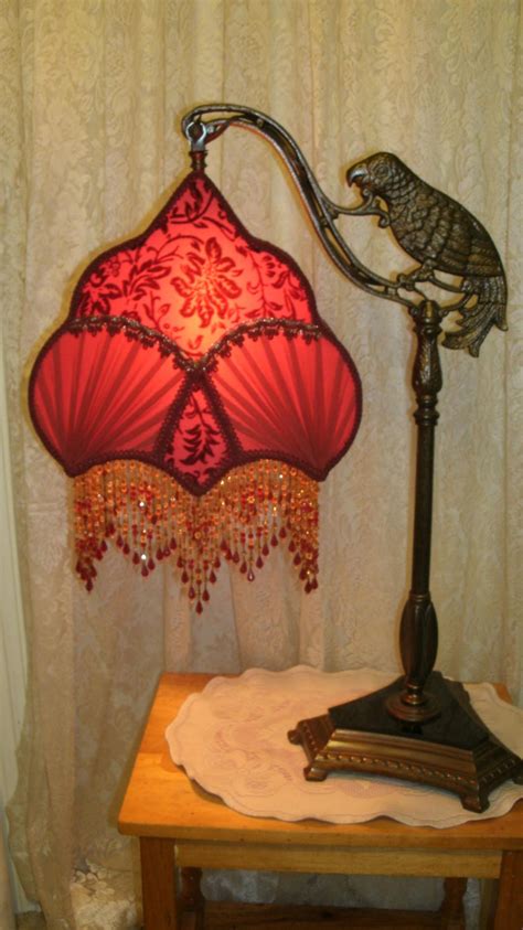 Red Silk Vintage Style Lamp Shade For Bridge Lamp Etsy Vintage Sofa
