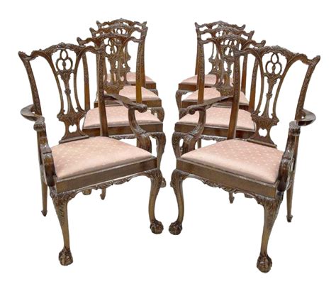 Late 20th Century Antique Chippendale Chairs- Set of 8 ...