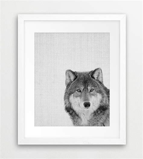 Wolf Printable File Wolf Print Black And White Woodland Etsy