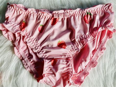 Pink Strawberries Ruffles Sissy Sexy Low Rise Bikinis Panties Size M Ebay