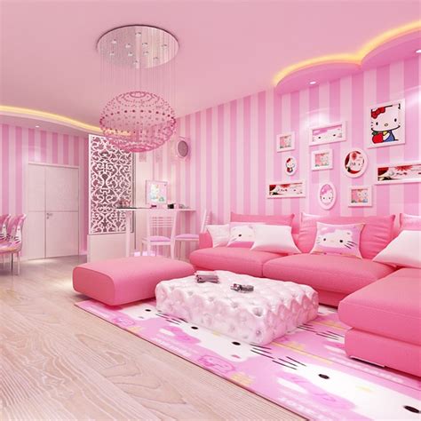Modern Room Wall Papers Home Decor Pink Strip Wallpaper