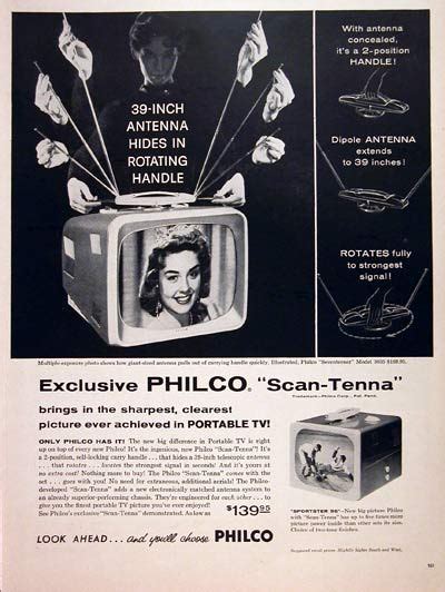 1957 Philco Portable Tv 006851 Vintage Movies Vintage Ads Dipole