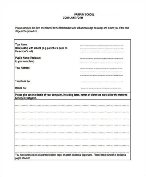 Free 11 School Complaint Forms In Pdf Ms Word