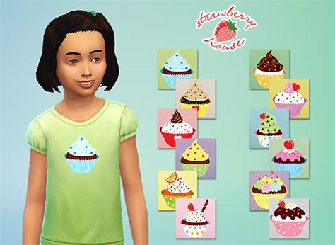 My Sims 4 Blog Cupcakes Tees For Girls By Strawberryhousesims
