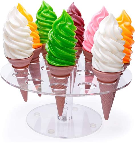 Clear Acrylic Ice Cream Cone Holder Round Holder Stand For Sushi Hand Roll Holes Amazon Co