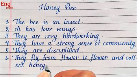 10 Lines Essay On Honey Bee Essay On Honey Bee English Essay English Handwriting Eng