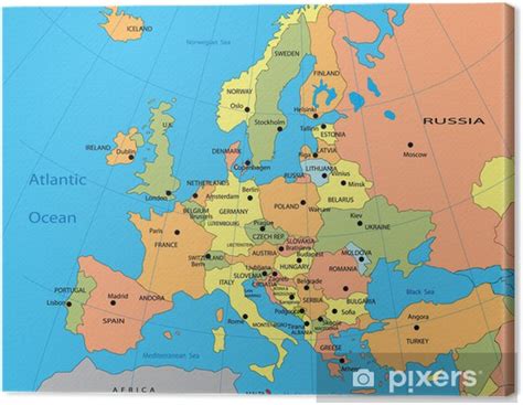 Canvas Print Political Map Of Europe Pixershk