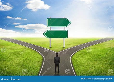 Businessman Concept Blank Sign Post Road To The Correct Way Stock