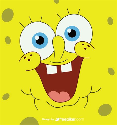 Freepiker Sponge Bob Cartoon Face Vector
