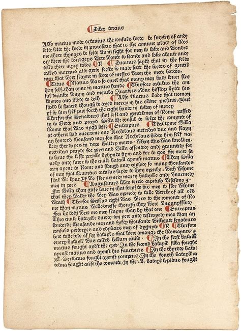William Caxton A Leaf From The Polycronicon 1482 First Printing In
