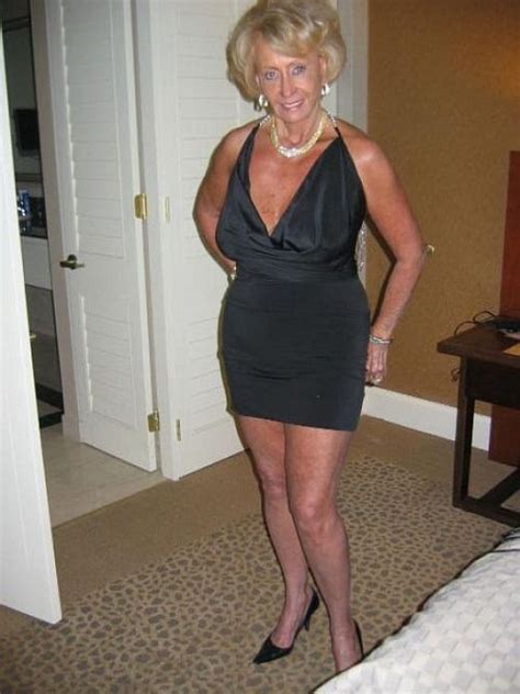 Old Young Leather Boots Heavy Make Up Dress With Stockings