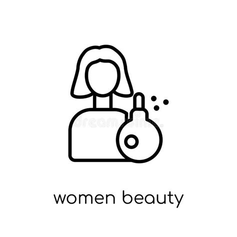 Women Beauty Icon Trendy Modern Flat Linear Vector Women Beauty Stock