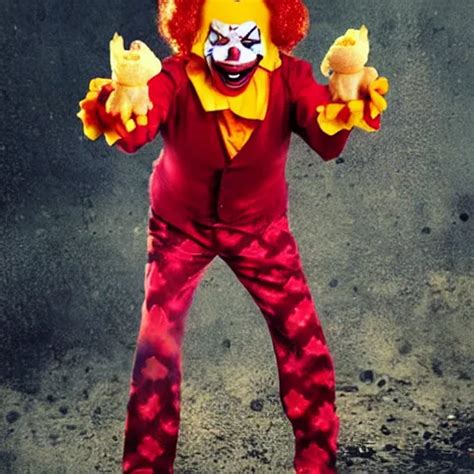 Sinister Clown Ronald Mcdonald Crushing Rats Into Stable Diffusion