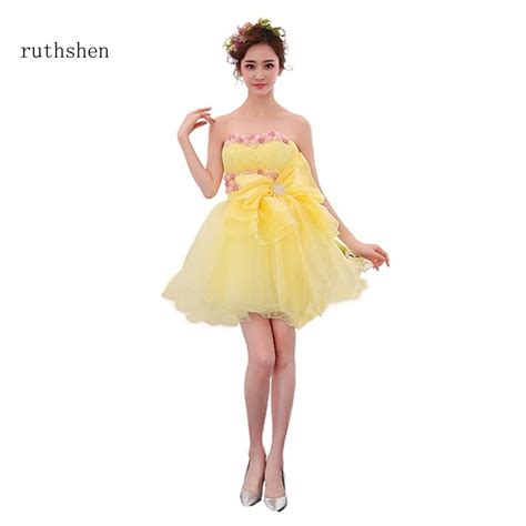 Ruthshen Short Yellow Prom Dresses 2018 Strapless Sexy Mini Length