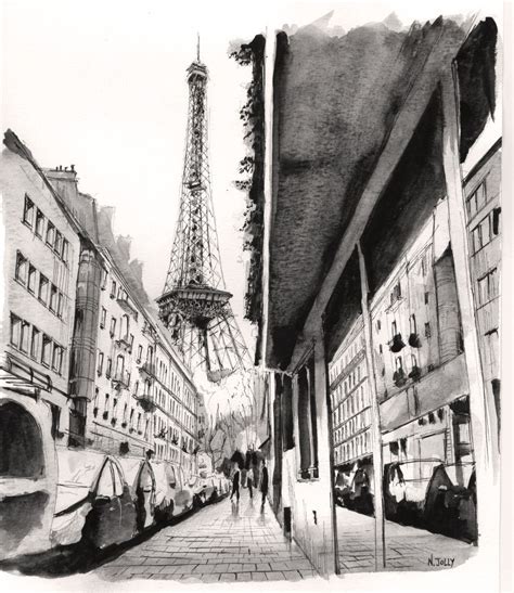 Watercolor Aquarelle Perspective Paris Nicolas Jolly Eiffel
