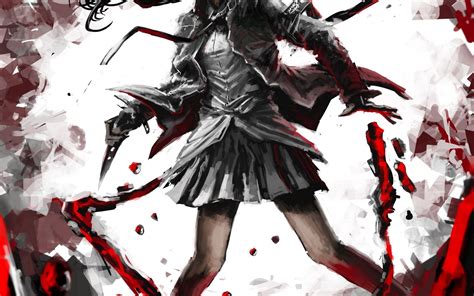 Anime Girls Digital Art Blood Knife Wallpapers Hd