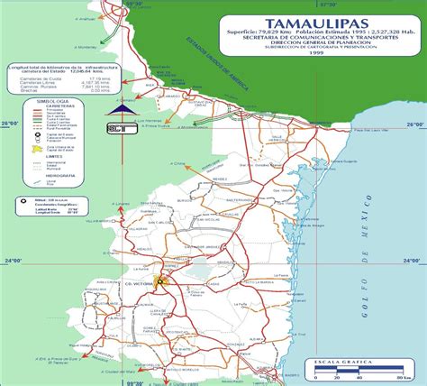 Mapa De Carreteras De Tamaulipas 1999 Tamaño Completo