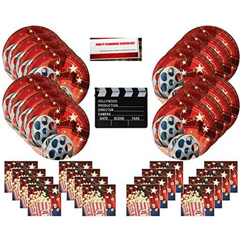 Hollywood Movie Party Supplies Bundle Pack For 16 Guests Bonus 7 Inch