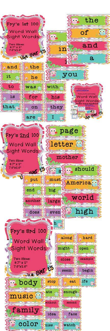 Frys 300 Sight Words For Word Wall Word Wall Teaching Phonics