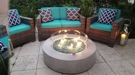 42 Round Outdoor Propane Gas Fire Pit Table In Gray Youtube