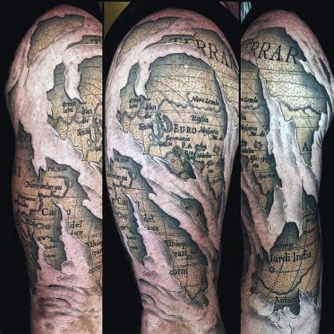 50 World Map Tattoo Designs For Men Adventure The Globe World Map