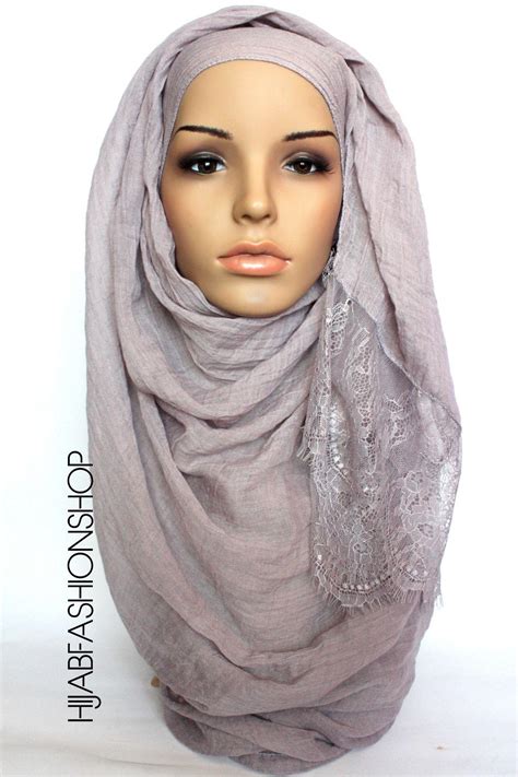 Dusty Lilac Lace Edge Hijab Hijab Fashion Shop