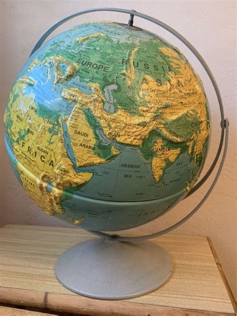 Vintage 1994 Nystrom Relief World Globe Large Size On Etsy Rustic