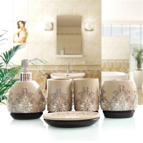 New Luxury Noble 5pcs Bathroom Accessories Set Soap Dish Dispenser