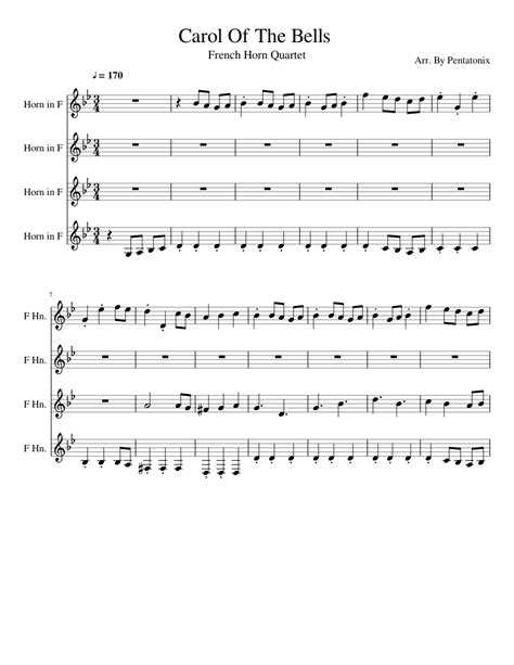 Carol Of The Bells Sheet Music For French Horn Mixed Quartet