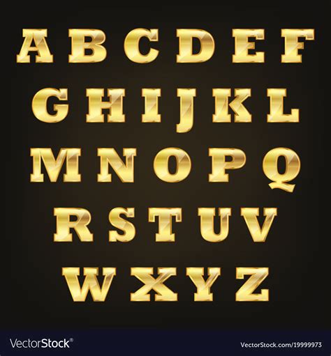 Golden Alphabet Letters Royalty Free Vector Image
