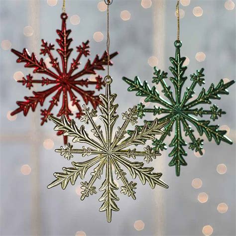 Metallic Glittered Snowflake Ornaments Snow Snowflakes Glitter