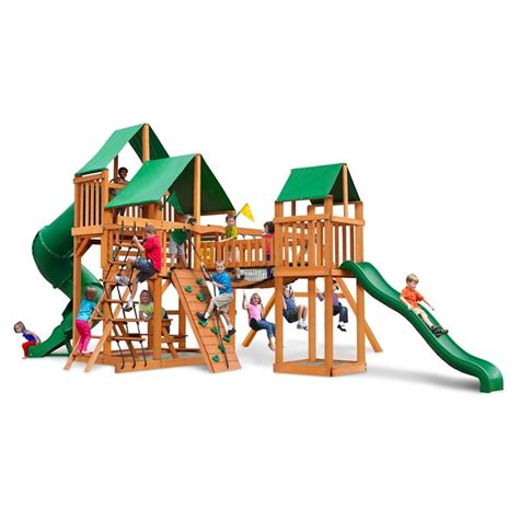 Gorilla Playsets Treasure Trove Residential Wood Playset With Swings In