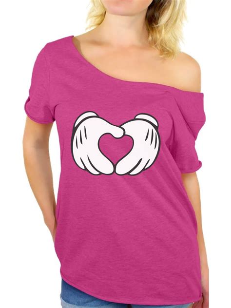 awkward styles cartoon hands heart shirt for women valentine heart off the shoulder t shirt cute