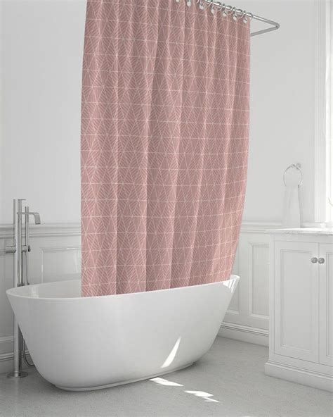 Blush Geometric Shower Curtain 71x74 Pink Etsy Geometric Shower