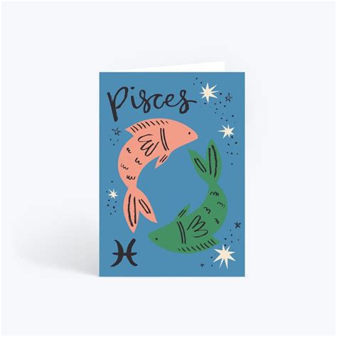 Pisces Birthday Birthday Card In 2021 Pisces Birthday Cards Sign