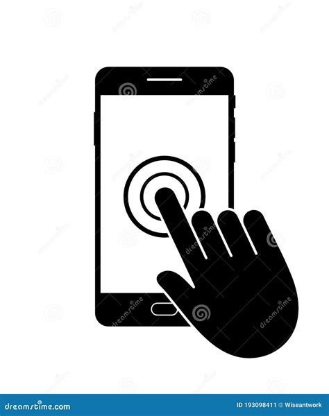 Icon Phone Mobile App In Smartphone Finger Click On Touch Screen
