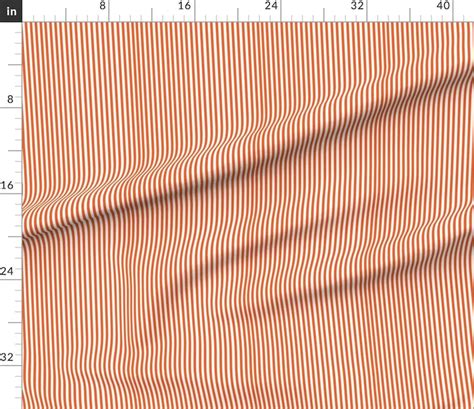 Orange And White Striped Fabric Perfectly Pinstripe In Etsy