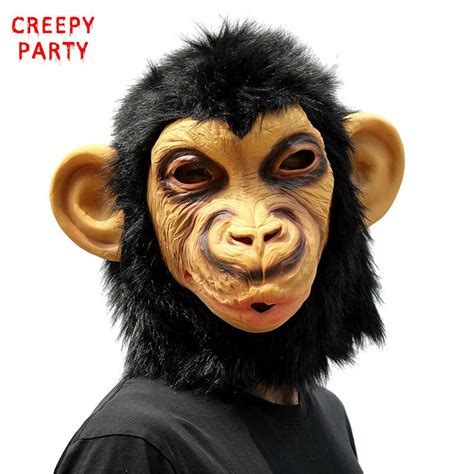 Chimp Monkey Head Mask Adults Full Face Latex Gorilla Party Mask Animal