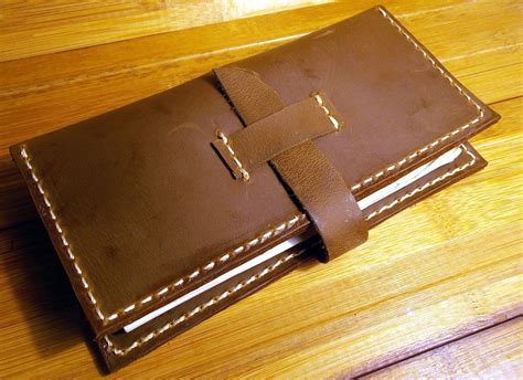 Leather Checkbook Cover With Latch Brown Leather