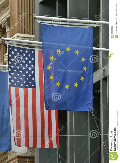 United States America European Union Flags Stock Image Image Of