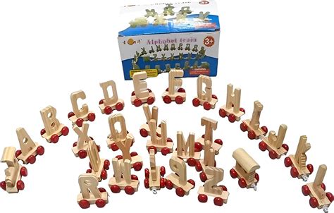 مجموعة لعبة تعليمية بشكل سكة قطار خشبية للاحرف الابجدية من A حتى Z من العاب البازل على الارض